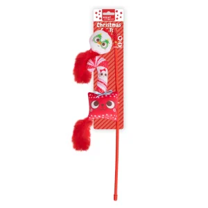 Christmas Cat Teaser with 2 Catnip Toys