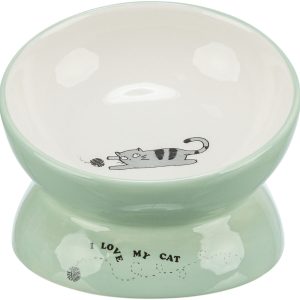 Trixie Elevated Sage & White Cat Dish