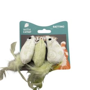 Meowee 3 Catnip Mice with Feathers